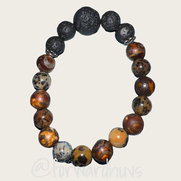Lava Stone Diffuser Bead Stretch Bracelet - Picture 1 of 7